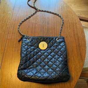 DKNY Black Quilted Shoulder Bag with Chain Strap
